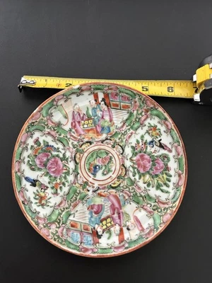Tigela de arroz chinesa de porcelana rosa medalhão/família pintada à mão 4 1/2" X 2 1/2" - Imagem 1 de 4
