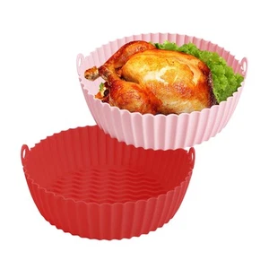2 Pack Air Fryer Silicone Liners 8.5 Inch Reusable Air Fryer Pot Baking Tray ... - Picture 1 of 8