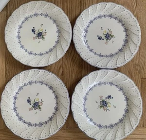 Nikko BLUE PEONY Salad Plates Swirl Floral Japan 7.75” Set Of 4 Imperfect Read - Picture 1 of 21
