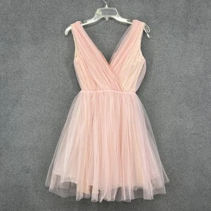 Zara Woman Kleid Damen XS Rosa Tüll Ärmellos V Ausschnitt Lagenlook Festlich Party - Bild 1 von 21