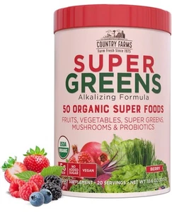 Bio Super Greens Beerengeschmack, 50 Bio Superfoods, vollgepackt mit Ballaststoffen, 30 - Bild 1 von 4