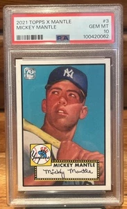 2021 Topps X Mickey Mantle PSA 10 GEM MINT #3 New York Yankees - 1952 Topps - Foto 1 di 2