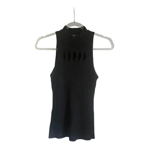 Suéter sin mangas halter mediano de la Casa Blanca Mercado Negro para mujer recortes elásticos negros - Imagen 1 de 5