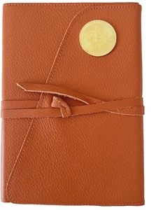 Italian Soft Leather Journal Orange Leather Color Ornamented with Tie, NEW! - Picture 1 of 6