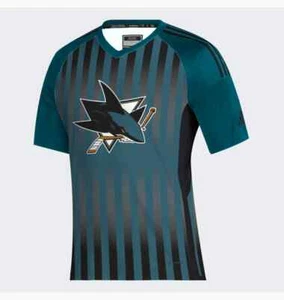 Selten  Adidas San Jose Sharks Team NHL Fußball Trikot Top Herren S-2XL Hockey - Bild 1 von 7