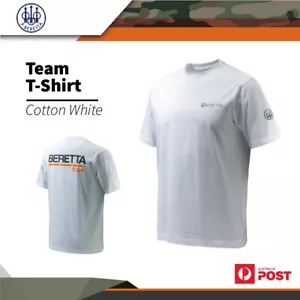 Beretta Team Shooting Range Short Sleeved T-shirt Jersey Cotton Outfit White - Picture 1 of 2