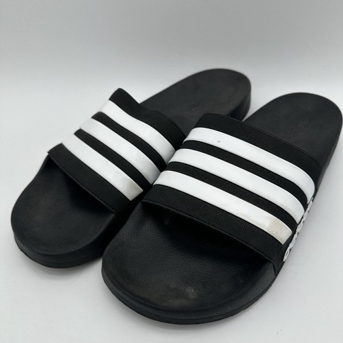 Sandali da uomo Adidas taglia 14 neri e bianchi a righe slide