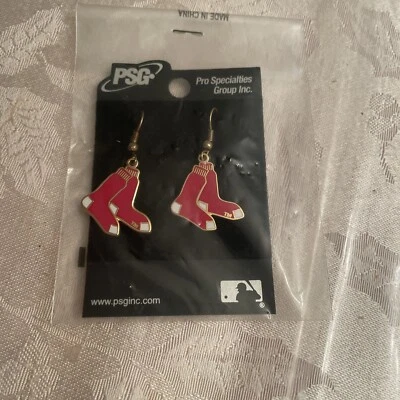 Auténticos pendientes de aro colgantes de oro de los Medias Rojas de Boston producto con licencia MLB ¡Nuevo! Foto 1 de 3