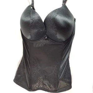 Victoria's Secret 34D Bombshell Bustier Korsett schwarz Glitzer Spitze fügt 2 Cups hinzu - Bild 1 von 6