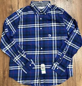 Nautica Damen Shirt klassische Passform Flanell kariert Größe Large blau neu mit Etikett - Bild 1 von 4