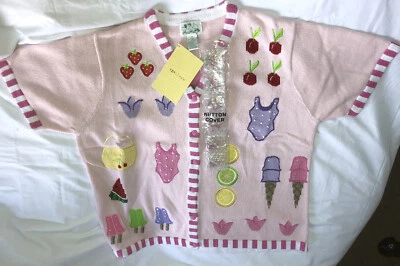 Quacker Factory Women's 1X Summer theme sweater Fruit ice cream cardigan NWT - Image 1 of 4