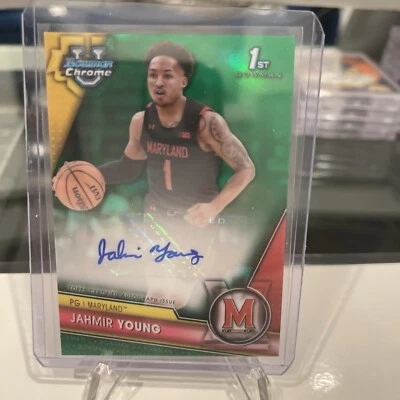 Jahmir Young 2024 Bowman Chrome U 1st Bowman True Green Refractor Auto /99 ! - Image 1 of 4