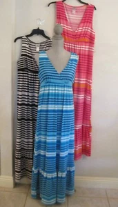 Contour Sleeveless V-neck Maxi Sun Dress Blue/White OR Black/White NWT - Picture 1 of 9