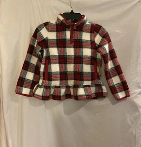 Gymboree Girls Size 10 Red/Green/White Plaid Fleece 1/4 Zip Christmas Cabin NWT - Picture 1 of 4
