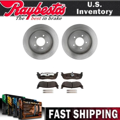 Rear Brake Rotors & Ceramic Brake Pads Hardware For 1998-2002 Lincoln Navigator - Image 1 of 4