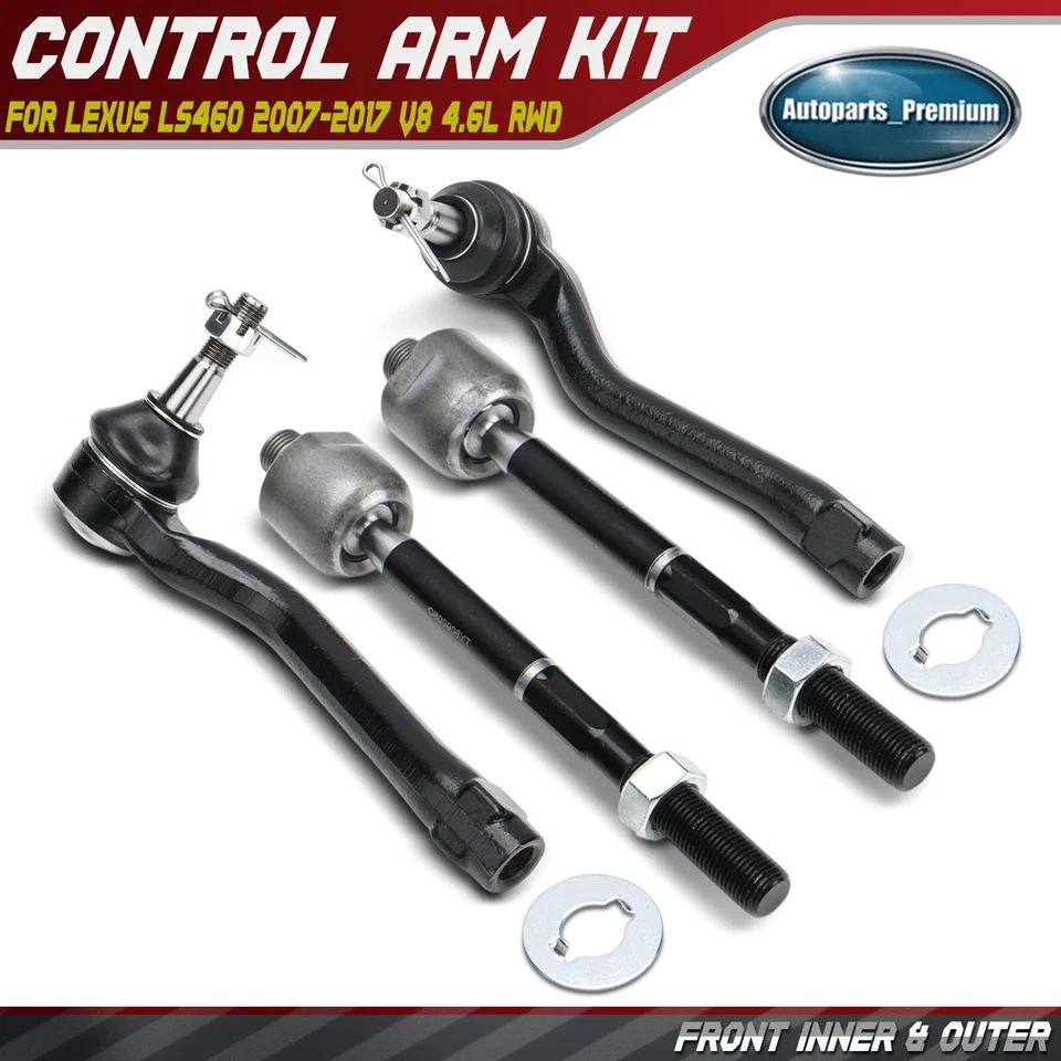 4x Front Inner & Outer Tie Rod End with Ball Joint for Lexus LS460 2007-2017 RWD - Image 1 of 4