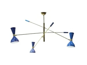 Mid Century 3 Light Stilnovo Style Pendant Brass Light Modern Brass Sputnik - Picture 1 of 6