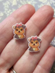 Yorkie Earrings Dog Yorkshire Terrier~Acrylic & Resin~Hypoallergenic - Picture 1 of 3