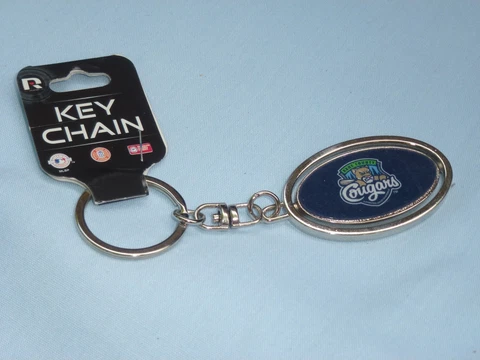 KANE COUNTY COUGARS  Silver Spinner Metal KEYCHAIN / KEYRING   by Rico  NWT Cover