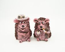 Hedgehog Figurines Miniature Pink Ceramic Handmade Animal Decor Ukraine Souvenir