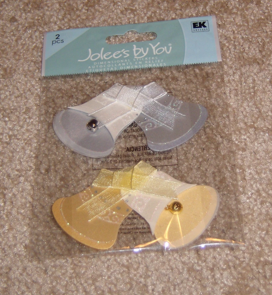 Размерная наклейка EK Success Jolees ~ золотые и серебряные колокольчики на свадьбу/юбилей - Изображение 1 из 1