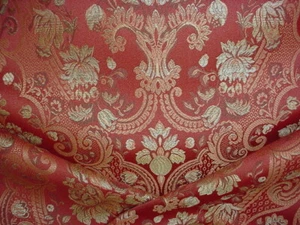 3-1/2Y KRAVET 26689 BRICK COPPER FRENCH FLORAL DAMASK BROCADE UPHOLSTERY FABRIC - Picture 1 of 4