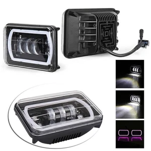 4 x 6" H4 RGB Headlights  Front Lamp Fit Ford Chevrolet Silverado - Picture 1 of 12