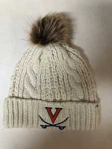‘47 Brand University of Virginia Winter Hat Woven Women’s White Beanie Bobble - Picture 1 of 4