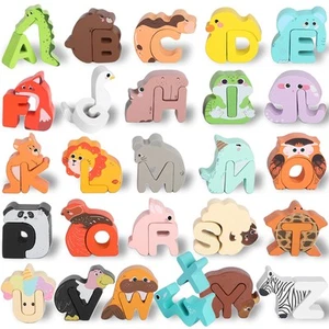 Alphabet Puzzle - Wooden Animal Alphabet Puzzle Matching Game, Alphabet Learn... - Picture 1 of 7
