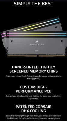 CORSAIR DOMINATOR TITANIUM RGB DDR5/64GB/2x32GB 6000MHz CL30 AMD EXPO/Intel XMP - Image 1 of 4