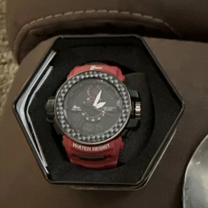 GENOA Water Resistant Rot Neu Uhr Dual Time - Bild 1 von 11