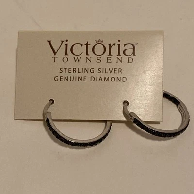 正品黑色钻石维多利亚 TOWNSEND 925 纯银女式耳钉 — 第 1/4 张图片