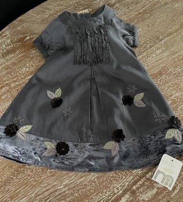 Mothercare Girls Summer Grey Dress Age 6 / 9 Months Brand New With Tags - image 1 of 4