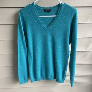 Charter Club Sweater S Green 100% Cashmere Luxury Soft V-Neck Academia Office - Picture 1 of 7