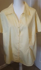 DARLING YELLOW POLKA DOT Blouse 3X, BASIC EDITIONS, LIGHTWEIGHT TOP! - Picture 1 of 6