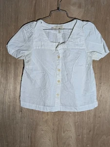 camisa cotelac botones mujer talla 2 manga corta mezcla lino blanco - Imagen 1 de 8