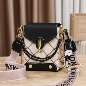 Fashion Mini Plaid Crossbody Bag - Adjustable Wide Shoulder StrapGreen/Pink - Picture 1 of 13