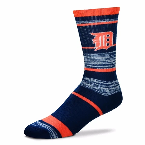 Detroit Tigers Logo Stripe Mens Crew Cut Socks - Large Cover