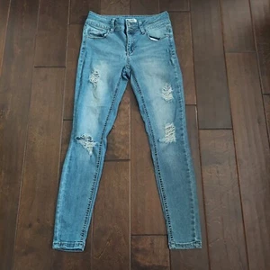 Mudd Girls Blue Distressed Denim Jeans - Size 12 - Picture 1 of 14