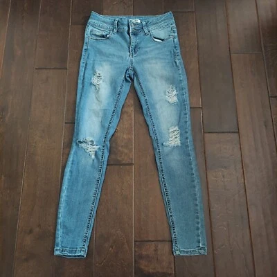 Mudd Girls Blue Distressed Denim Jeans - Size 12 - Image 1 of 4