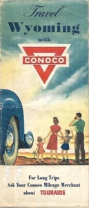1950 CONOCO Road Map WYOMING Cheyenne Sheridan Laramie Casper Yellowstone Ogden - Picture 1 of 6