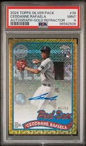 2024 Topps Silver Pack Ceddanne Rafaela Gold Refractor Auto /50 PSA 9 ROOKIE #39 - Zdjęcie 1 z 2