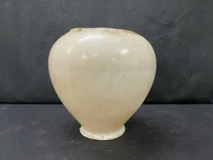 OLD VINTAGE ANTIQUE RARE HANDMADE UNIQUE WHITE MARBLE STONE FLOWER VASE / POT - Picture 1 of 12