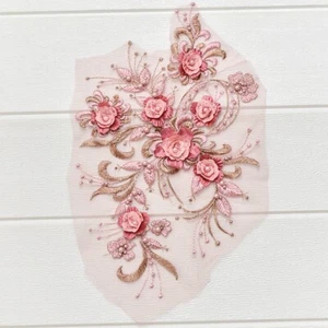 1 Stck. Bestickt 3D Perlen Blume Spitze Applikation Hochzeitskleid Nähen Handwerk Zum Selbermachen 24 - Bild 1 von 22