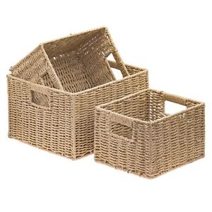 Woven Baskets Set of 3, Home Organizer with Build-in Handles, Storage Baskets.