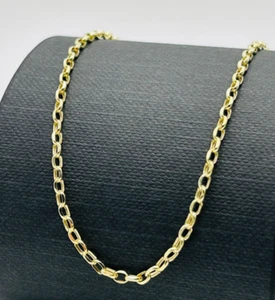9ct Yellow Gold 2mm Oval Link Belcher Hallmarked Chain 16" 18" 20" 22" 24" New - Picture 1 of 7
