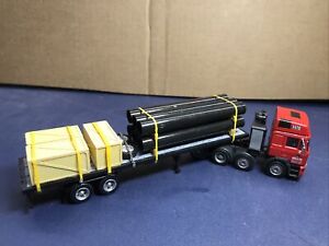 1/87 HO Scale A.SCHOLPP “MAN” TRACTOR W/23ft Flat Bed TRAILER Loaded