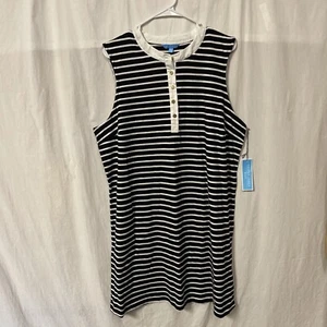 Draper James Sleeveless Knit Shift Dress Size XL Nautical Preppy Black White New - Picture 1 of 4