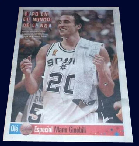 MANU GINOBILI NBA Champion 2003 Rare Newspaper + POSTER - Argentina Cover