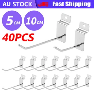 40pcs Slatwall Hooks Metal Tool Organizer Bins Storage Hanging Garage Silver - Picture 1 of 10